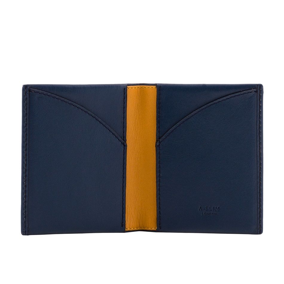 Leather Wallet Origami - Blue/Yellow